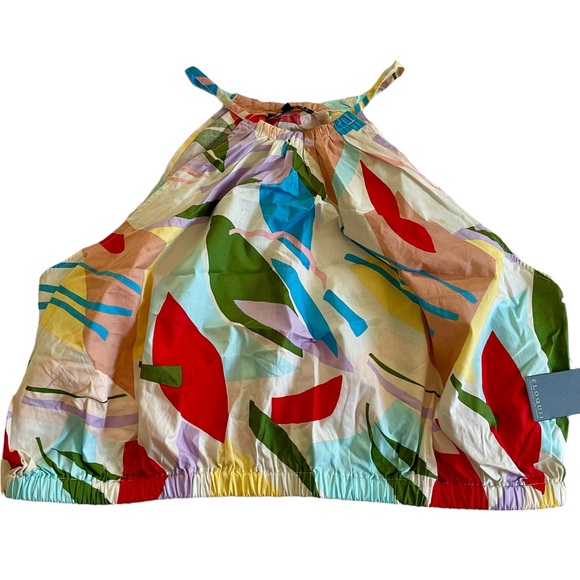 Eloquii Plus Size Colorful Crop Top - NWT - Elastic Waist - High Neck - Size 24 - Picture 1 of 3